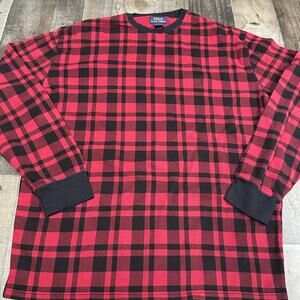 Polo Ralph Lauren MENS 3XL Red Black Buffalo Plaid Check Waffle Thermal Shirt